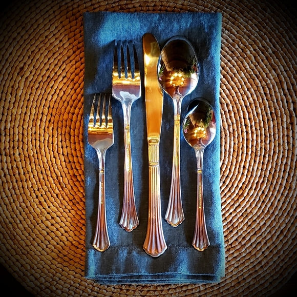 ESTIA GOURMET Dorian SS 5 Piece Place Setting Discontinued Pattern - NWT - Picture 7 of 14